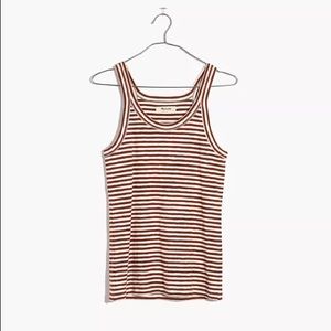 Madewell Grey and White Striped Audio Tank